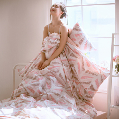 ins网红北欧简约风纯棉4四件套全棉小清新学生宿舍3三件套床笠款