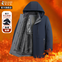啄木鸟冬季新款男士保暖羽绒服加绒加厚鹅绒外套中年爸爸装上衣男