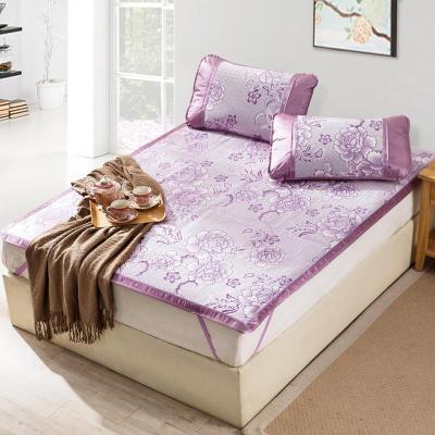 家柏饰(CORATED)凉席套件加厚席子床双人可折叠夏空调席冰丝花开一季(紫)