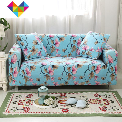 色布艺床连体罩人院沙发组合型全套发套两长款沙沙发湖蓝色双人145~185cm长度范围御蓝锦