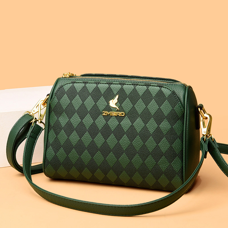 包包女包新款2026斜挎包女单肩包女时尚菱格印花小方包女