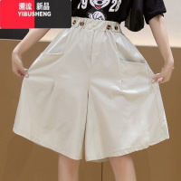 YIBUSHENG休闲五分裤女季薄款2024新款松紧高腰阔腿中裤宽松显瘦六分裤裙