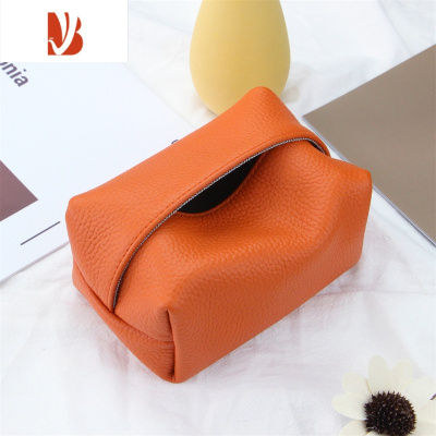 三维工匠车载纸巾盒收纳袋创意餐厅抽纸轻奢客厅高级感个性ins 橘黄 TOGO纸巾盒