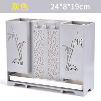 筷子置物架筷子笼家用收纳盒壁挂式免打孔厨房刀架筷勺一体篓挂筒 敬平 透气沥水[灰色]粘贴免打孔筷笼