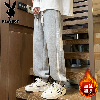 花花公子新款青少年休闲裤男学生加绒加厚男裤卫裤 K713R