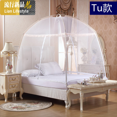 加高蒙古包蚊帐圆顶1.2、1.35、1.5、1.8m米床家用带支架拉链帐子 三维工匠