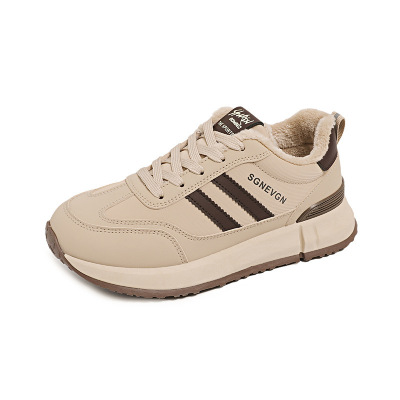 加绒厚底皮面运动鞋新款鞋百搭时尚轻便防滑软底老爹鞋_248