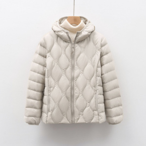 新90绒新国标女装秋冬新款轻薄羽绒服波浪纹女式带帽外套