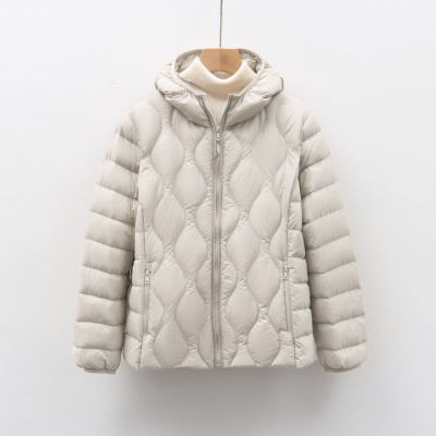 新90绒新国标女装秋冬新款轻薄羽绒服波浪纹女式带帽外套