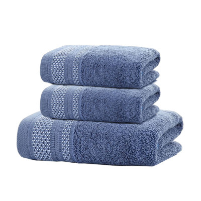 安居先森 五星级酒店长绒棉两条毛巾一条浴巾礼盒 一往情深 蓝(盒)