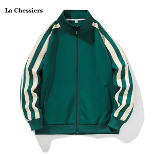 官方春秋季新款条纹开衫卫衣男休闲潮牌运动宽松日系夹克上衣外套