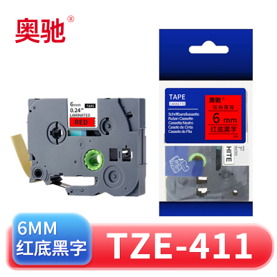 奥驰 标签色带6mm红底黑字 TZe-411个