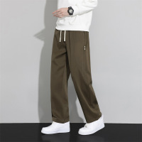 秋冬季新品男裤子宽松直筒质感复古松紧腰大码加肥加大百搭休闲裤