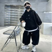 男童套装春秋款新款痞帅中大童春装男孩秋季炸街儿童连帽卫衣