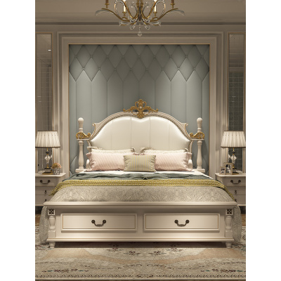 美式床欧式1.8米双人公主床现代简约轻奢实木床主卧家具套装组合