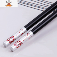 筷子家用家庭防滑快子分用可高温不发霉一人一色钛10合金 敬平 炫彩 花开富贵 银色底红花 10双