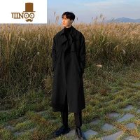 YANXU风衣男款中长款休闲外套韩版潮流过膝英伦风大衣男款宽松战壕