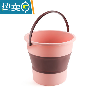 敬平折叠水桶便携式旅行车用车载钓鱼桶家用大容量洗澡泡脚桶加厚塑料 大号粉色