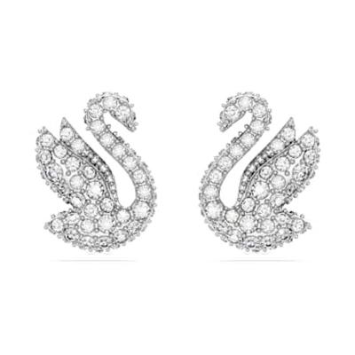 施华洛世奇(SWAROVSKI)天鹅造型施华洛世奇白水晶耳钉日常百搭配