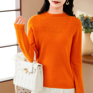 秋冬款一线成衣羊毛针织衫女半高领休闲镂空时尚潮流保暖打底衫