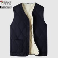 啄木鸟新款马甲秋冬男士新款加绒加厚中老年打底背心保暖坎肩马夹