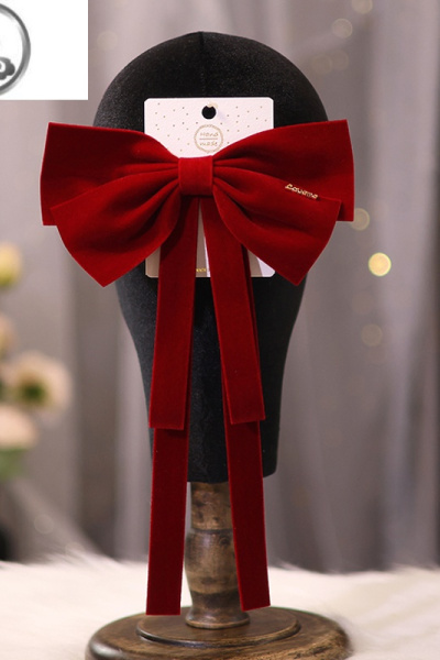 JiMi在逃公主敬酒服头饰新娘2023新款酒红色简约蝴蝶结订婚宴发饰套装