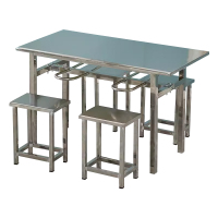 翌嘉 YJ-20155 不锈钢桌椅组合挂椅一桌4椅加厚