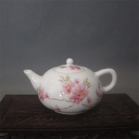 美帮汇景德镇仿古瓷1962年水点桃花茶壶家居装饰摆件功夫茶具