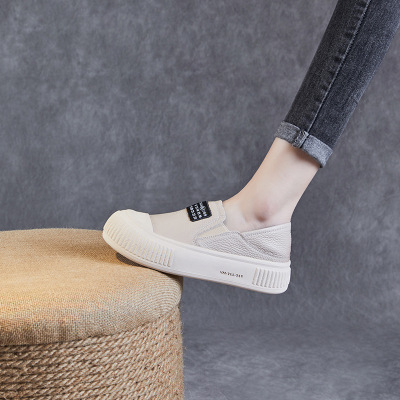 头层牛皮厚底饼干鞋女24春季新休闲松糕一脚蹬懒人单鞋真皮乐福鞋