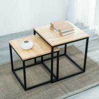 简约茶几 铁艺复古实木茶几 沙发边几角几小方桌客厅茶桌组合茶几