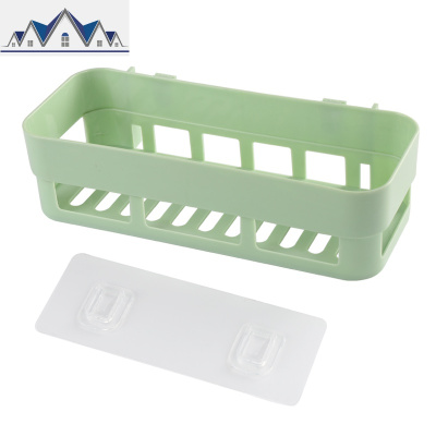 免打孔浴室收纳篮厨房置物架吸壁式 卫生间收纳蓝化妆品收纳盒 三维工匠