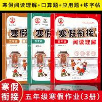正版新书]五年级寒假作业 寒假阅读理解+口算题+应用题+练字帖(
