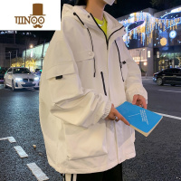 YANXU连帽工装男士冲锋衣夹克2023新款美式痞帅男生休闲外套上衣