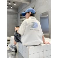 男大童夏装白色polo衫短袖T恤2025新款儿童装夏季宽松帅气上衣潮