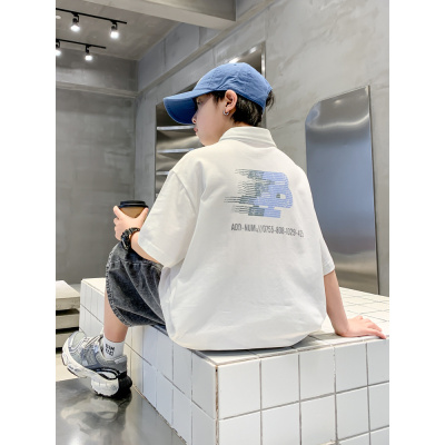 男大童夏装白色polo衫短袖T恤2025新款儿童装夏季宽松帅气上衣潮