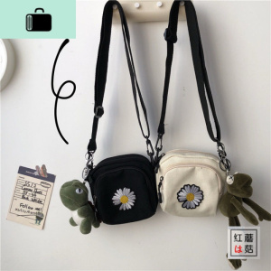 韩国ins可爱小清新花朵少女百搭斜挎包女日系原宿帆布单肩手机包NEW LAKE女斜挎包