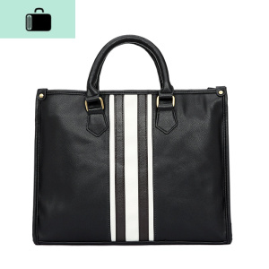 原创韩版男包 英伦商务手提包 复古男包休闲单肩公文包潮流男包包NEW LAKE 黑色男士手提包 黑色