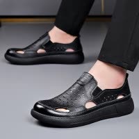 包头凉鞋男夏季沙滩凉拖鞋网面透气男士大码休闲鞋男冲孔凉鞋