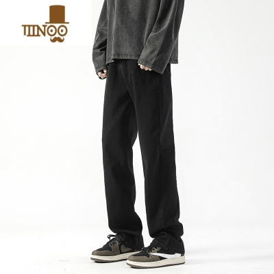YANXU水洗做旧牛仔裤男潮牌美式宽松直筒小脚裤高街复古休闲长裤子