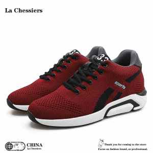 La Chessiers2025新款内增高男鞋休闲鞋百搭鞋子男增高休闲透气小码运动休闲鞋 红色 40码