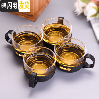 三维工匠 铭杯小茶杯耐热玻璃茶具杯子品茗杯150 4只