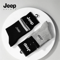 jeep吉普四季百搭袜子男士中筒袜运动健身吸汗纯棉均码舒适长袜