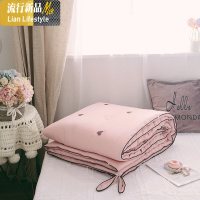 小清新棉春秋被爱心刺绣加厚被芯马卡龙色宿舍单双人被子四季被 三维工匠