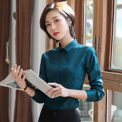 女先生女士衬衫白色长袖衬衫女2020春秋季新款职业商务面试正装上时尚工作服衬衣通勤OL白色衬衣