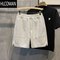 HLCOMAN 夏季宽松简质纯色短裤男透气大口袋卫裤直筒运动休闲中裤子