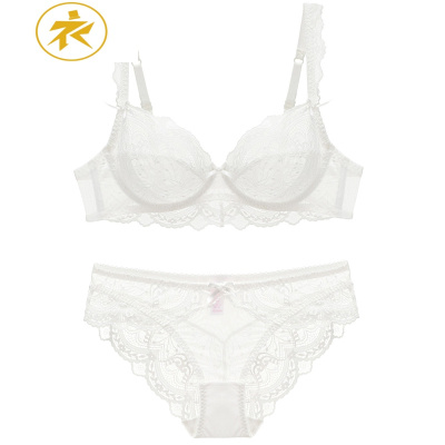 Ideamini春季新款女士夏季法式性感镂空透明蕾丝文胸套装超薄款胸罩超薄白文胸套装