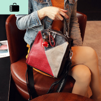 撞色包包女2020新款潮软皮单肩包拼接休闲背包百搭斜挎包多用包小NEW LAKE女斜挎包