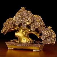 美帮汇铜摇钱树发财树办公桌客厅摆件店铺开业礼品铜工艺品