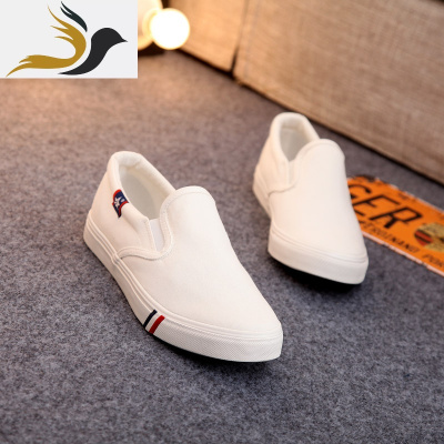 大码男士帆布鞋套脚懒人小白鞋一脚蹬布鞋男鞋大号45464748码_1_9