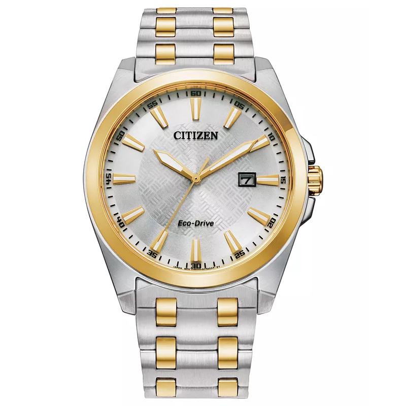 西铁城(CITIZEN)光动能三眼石英男士手表41mm防水耐用商务休闲多功能金属表带